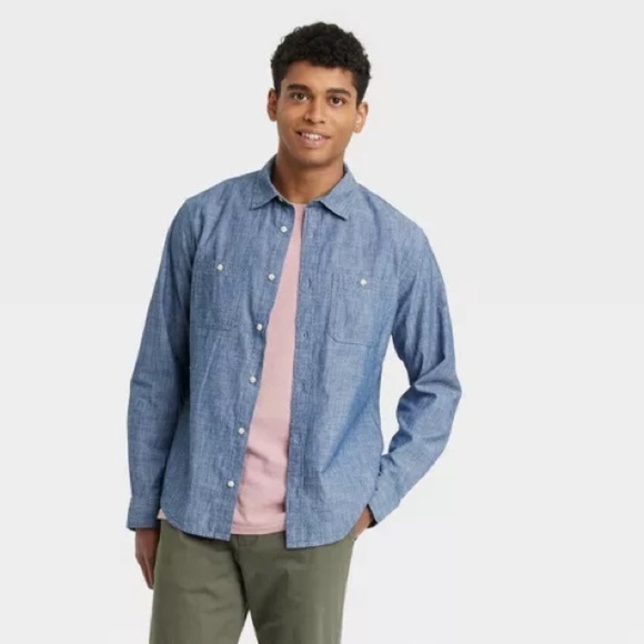Goodfellow & Co Men's XXL Blue Denim Shirt button down long sleeve cotton NWT - Picture 6 of 10
